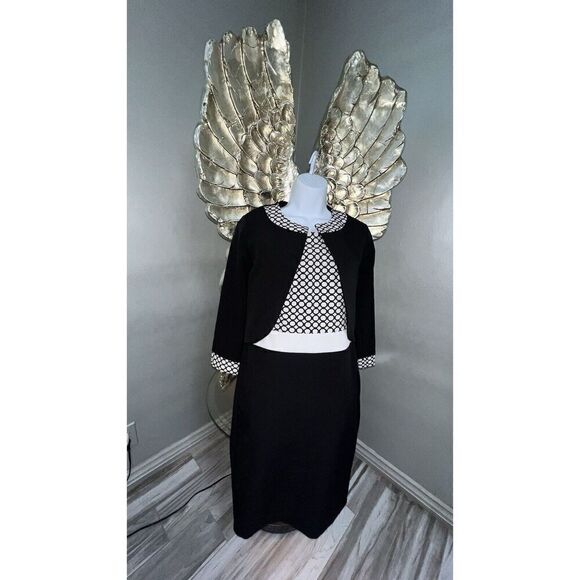 Cannella Black/White Dress Set Bolero, Made In Italy,size 42,size 6 - Picture 1 of 16